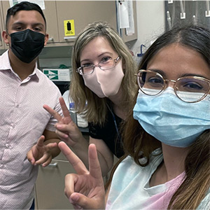 james, dr. fortin, and hailey in the lab
