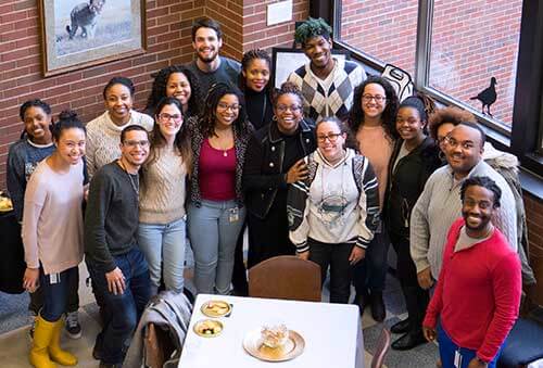 Dr. Kauline Cipriani is joined at her farewell reception by PVM students who completed the Access to Animal-Related Careers (A2RC) program.