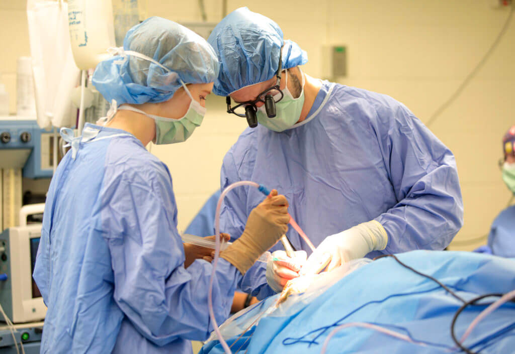 Dr. Tim Bentley performing surgery pictured