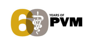 Logo celebrating 60 years of a veterinary medicine organization, featuring stylized numbers and a medical symbol.