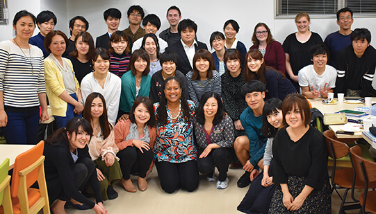 Purdue study abroad group are pictured with university students in Tokyo