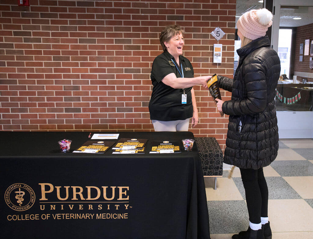 Paige Allen pictured with Veterinary Nursing Program interviewee