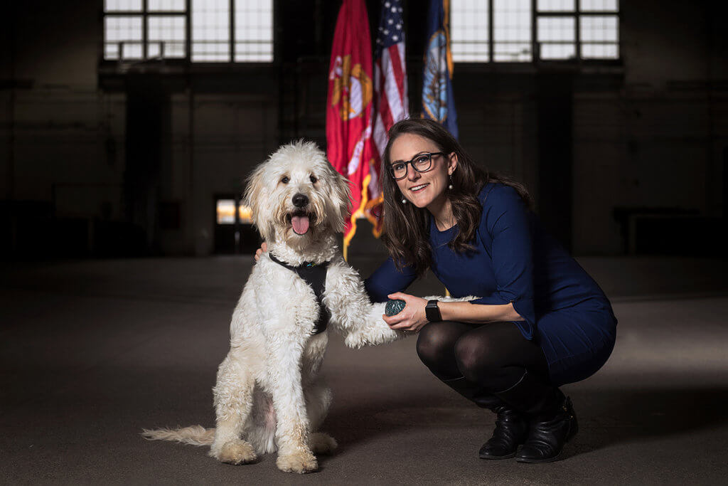 Dr. O'Haire pictured with dog