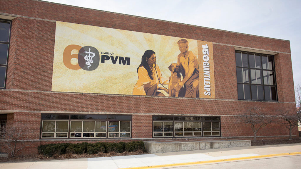 60th anniversary building banner displayed