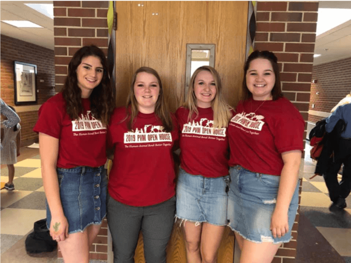 VNSO President Caitlin Obren (2nd from right) enjoyed being involved in the 2019 PVM Open House with her fellow veterinary nursing students.