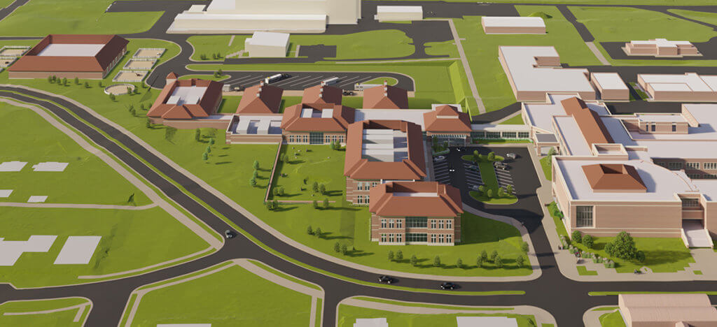 conceptual drawing of the new hospital site from a bird's eye view