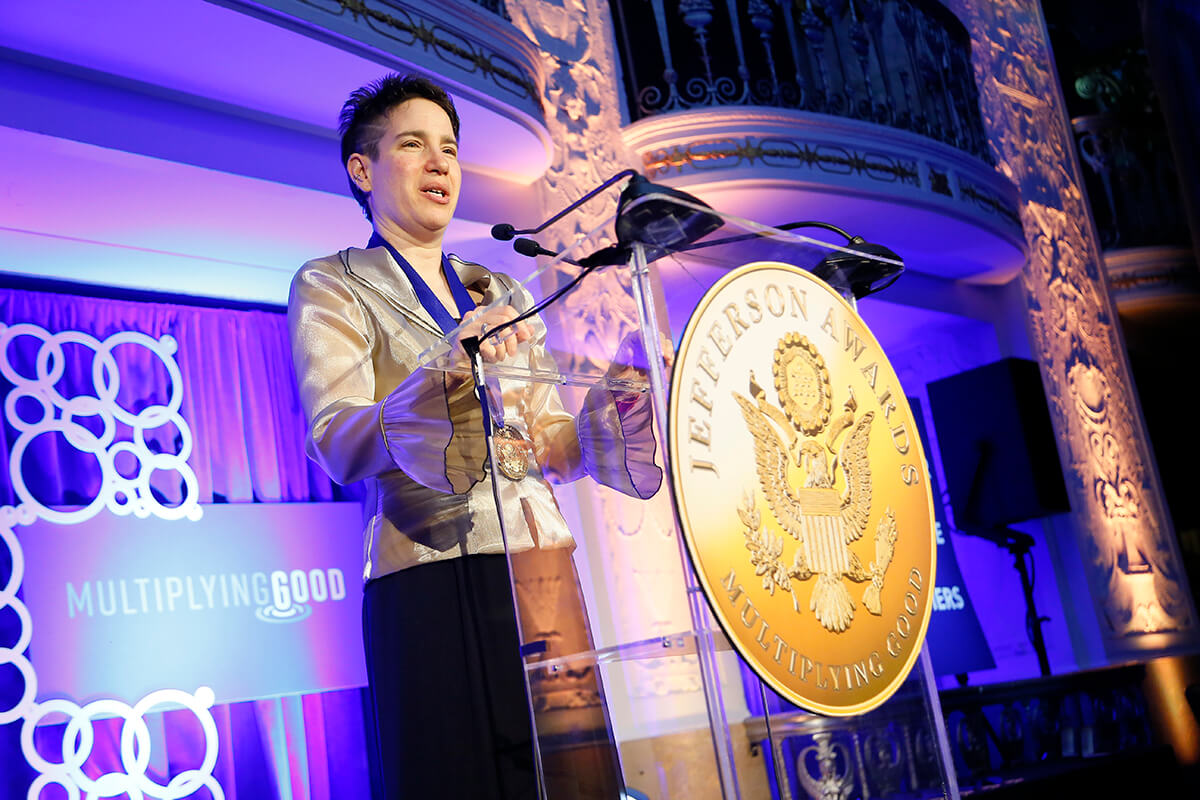 Dr. San Miguel speaks at the Jefferson Awards ceremony in Washington, D.C.