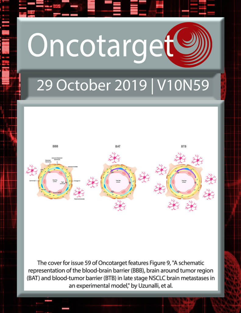 Cover of Oncotarget journal pictured