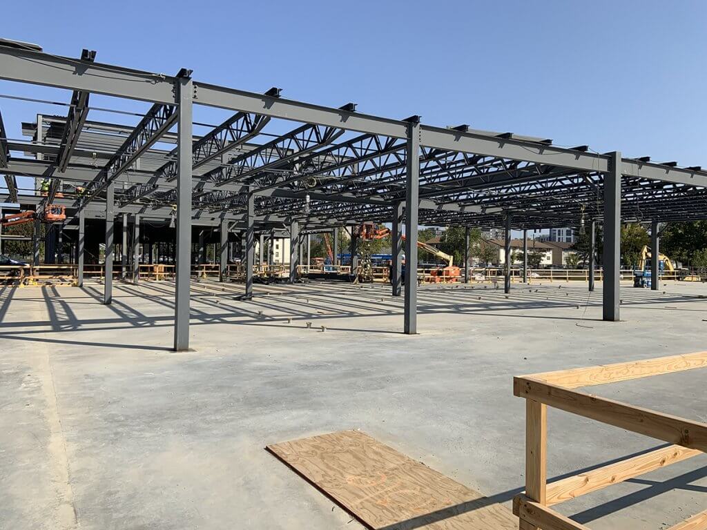 steel beam framework is shown on the second floor of the new Small Animal Hospital