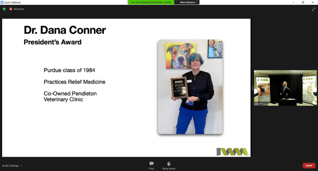 screen shot of virtual awards presentation