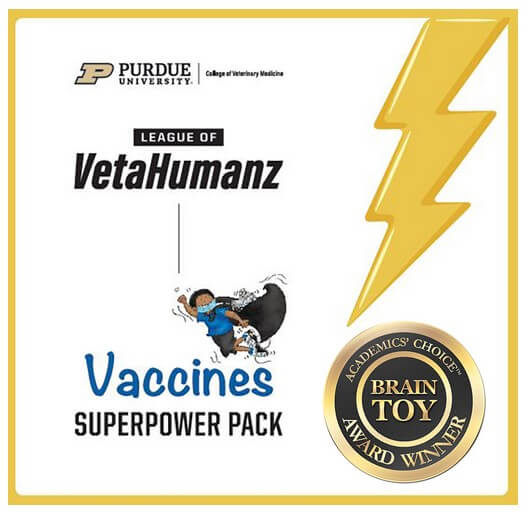 The cover of a Vaccines SuperPower Pack displays the award medal