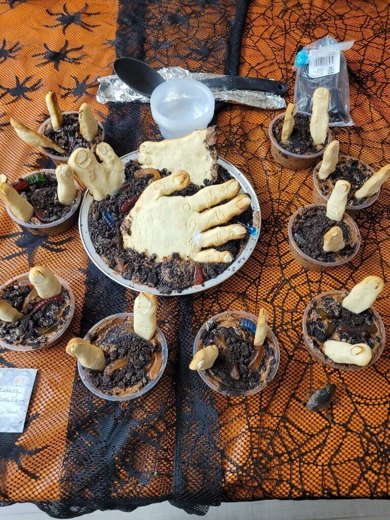 The “dirt pudding graveyard” by second-year Small Animal Internal Medicine Resident, Dr. Nicole Gibbs, won for “Best Design” in the Halloween Bake-Off.