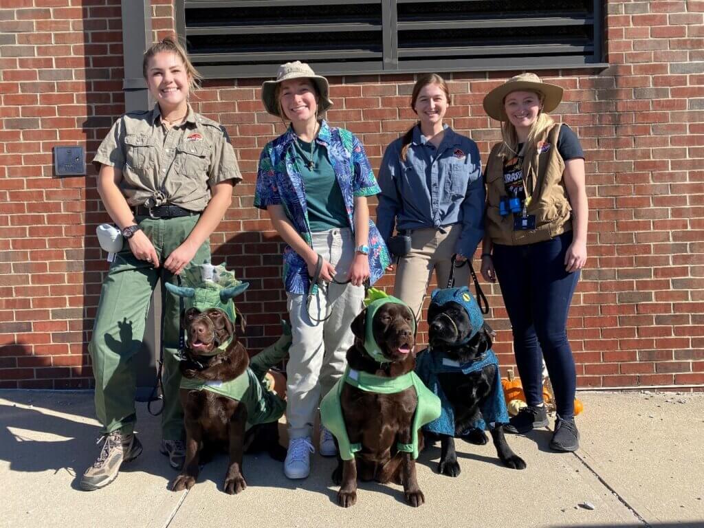 First place costume winners “Jurassic Bark” featuring Freedom, Cleo and Twitch.