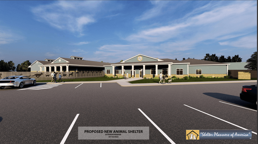rendering of the exterior of the proposed animal shelter facility