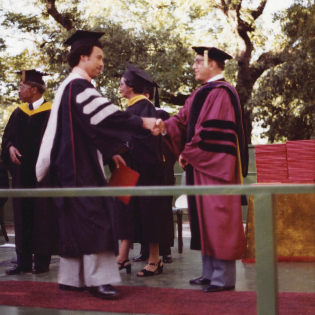 Dean Reed pictured accepting his diploma in an archive image