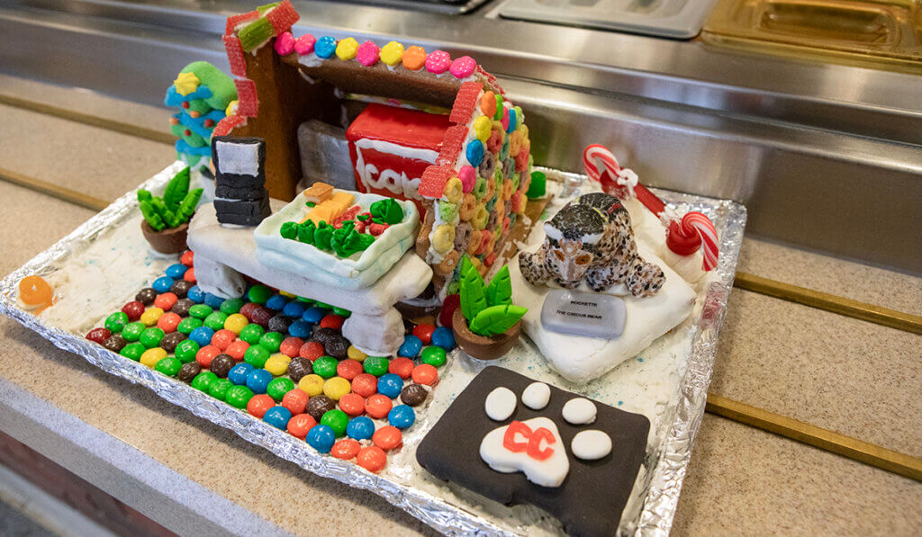 The gingerbread house creation depicting the Continuum was created with 100% edible decorations.