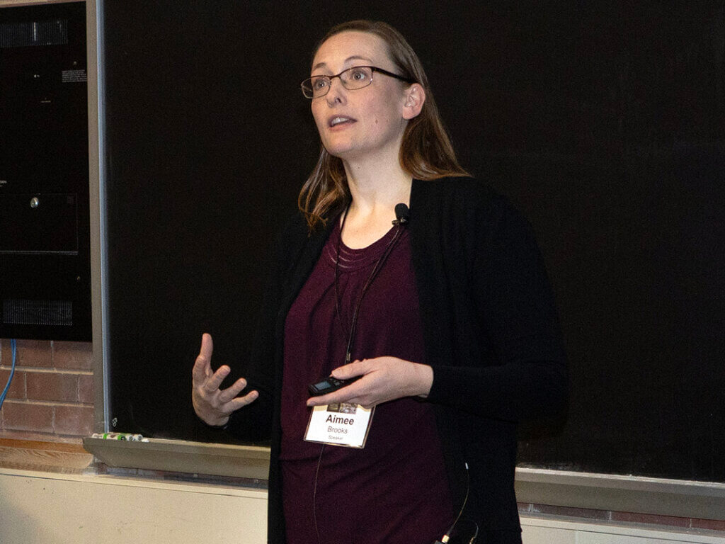 Dr. Aimee Brooks, Purdue clinical associate professor of small animal emergency and critical care, spoke about Abdominal Point-Of-Care Ultrasound.
