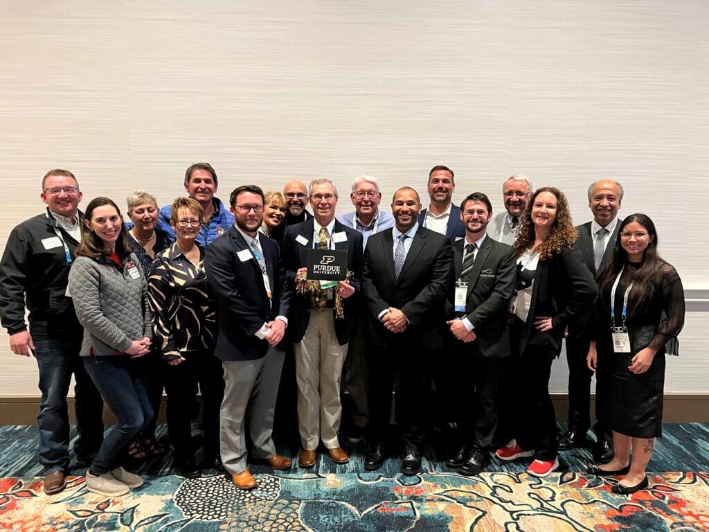 Attendees at the WVC Purdue Veterinary Alumni Reception took advantage of the opportunity to join together for a photo op during the event in Las Vegas.