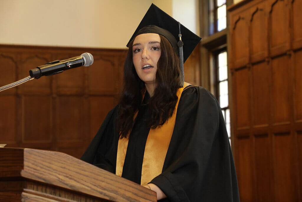 Veterinary Nursing graduate Kayleigh Clevenger served as the Veterinary Nursing Class Responder.