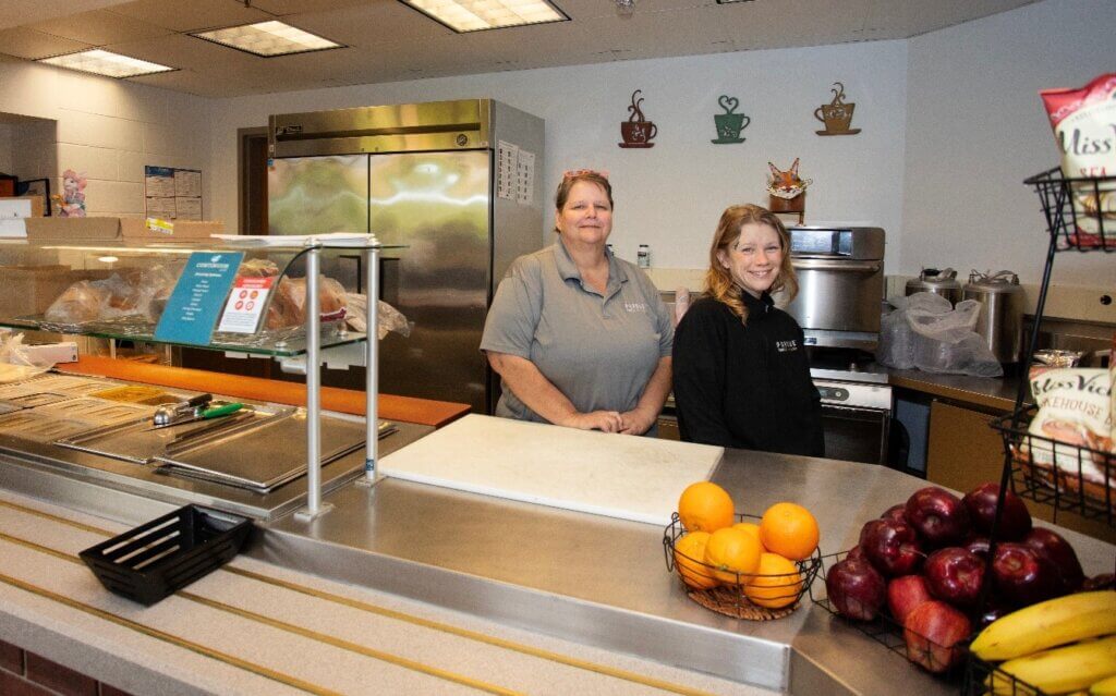The Continuum Café team of Tammie Hill (manager) and Rebecca Watkins.  (Not pictured – student worker Marin Manoj).