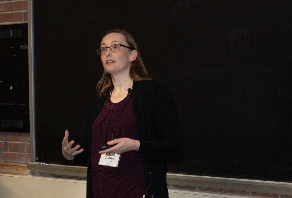 Dr. Aimee Brooks, Purdue clinical associate professor of small animal emergency and critical care, spoke about Abdominal Point-Of-Care Ultrasound at the Veterinary Nursing Symposium.