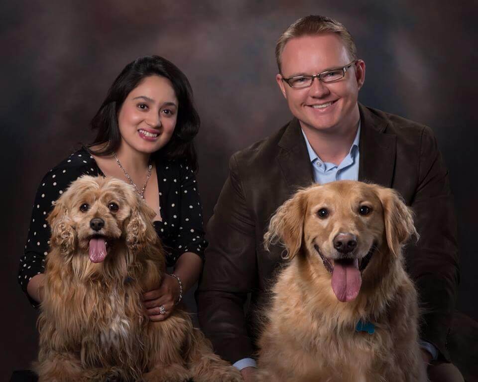 Vivi and Ryan Lamb with their canine companions