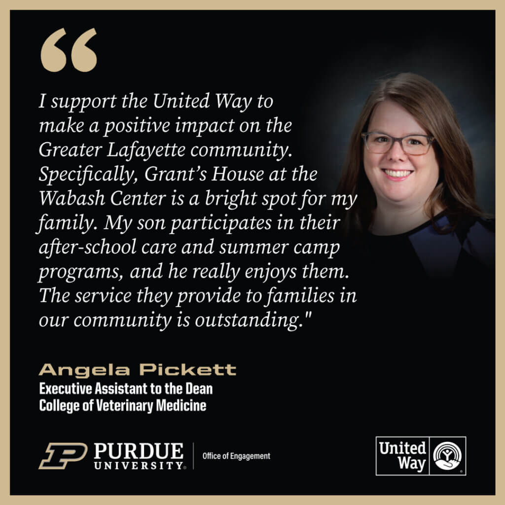 Angela Pickett supports the United Way to make a positive impact on the Greater Lafayette community.