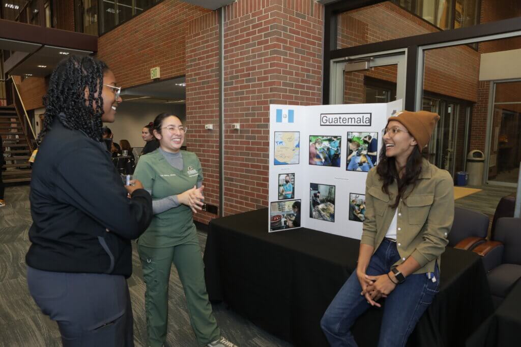 The College of Veterinary Medicine’s annual Global Engagement Fair featured displays staffed by students with study-abroad experience gained through programs in Guatemala, South Africa, China and Brazil.