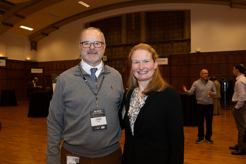 Professor of Large Animal Internal Medicine Laurent Couëtil and Assistant Professor for the Human Animal Bond Leanne Nieforth helped represent the College of Veterinary Medicine at the One Health Alumni Reunion networking sessions November 15.