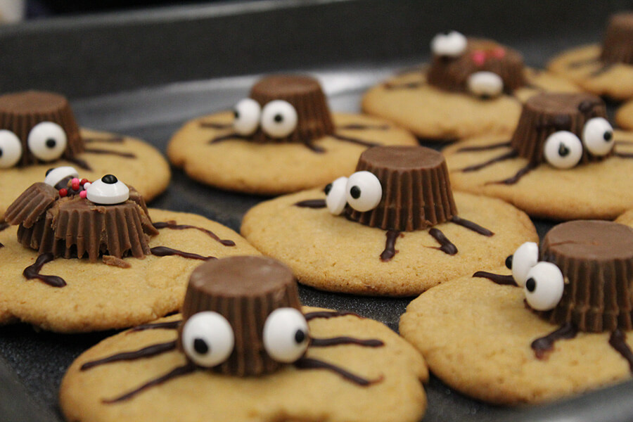 Spider Smash Cookies (Peanut Butter Cookies with Reese's Cups and Chocolate Frosting) were made for the Halloween Dessert Baking Contest by Diagnostic Imaging Veterinary Technologist Sierra Armbruster, RVT.