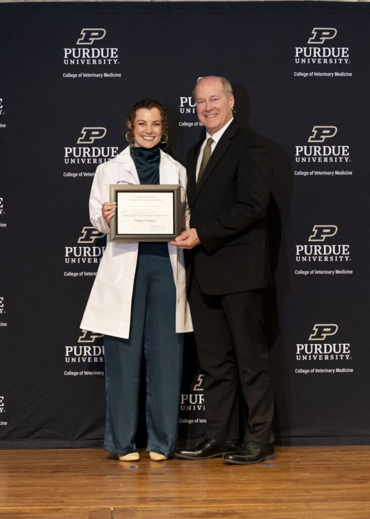 Maggie Mulligan received the Dr. William W. Carlton Award for Aptitude in Veterinary Pathology.