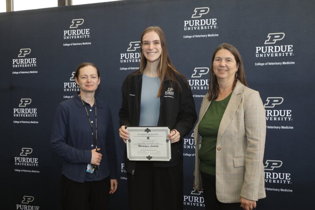 Second-year veterinary student Madelyn Luebcke won first place in the DVM Student division of the research poster contest.