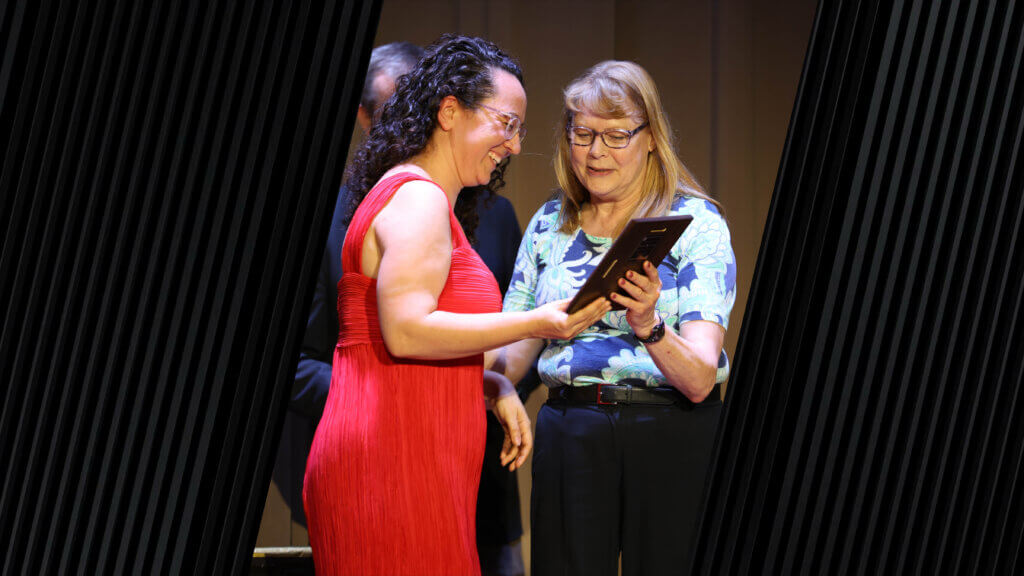 Dr. Jessica Linder was honored as the recipient of the Katie McCallister Compassion Award, which was presented by Associate Dean for Academic Affairs Kathy Salisbury, just before her June 30 retirement.