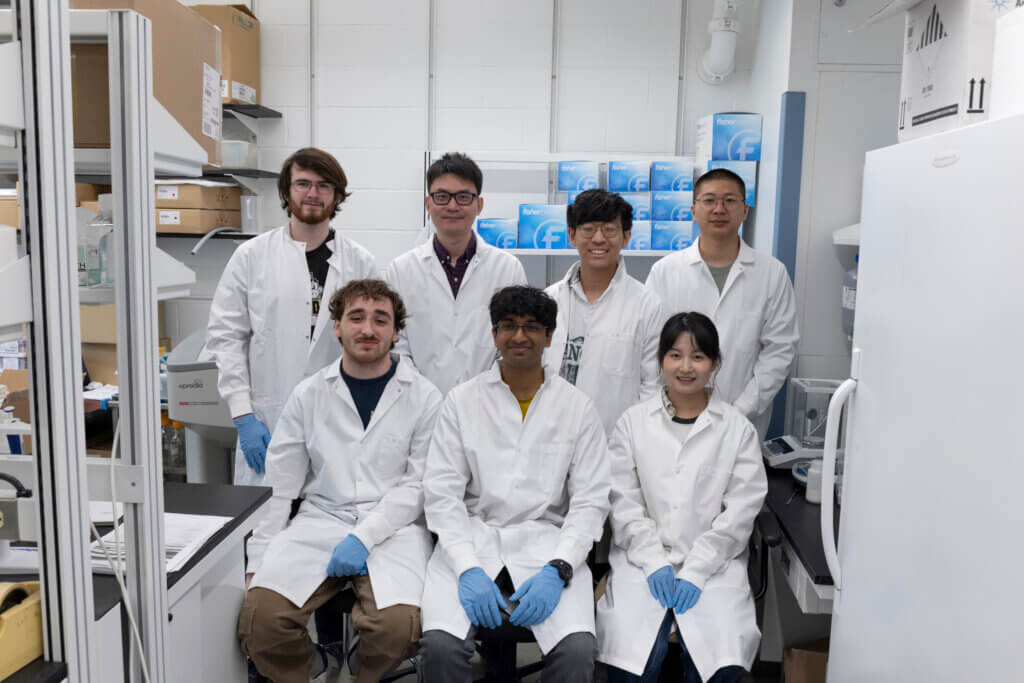 Xu Laboratory Team Front row (left-right): Connor Meek, Akhil Pinnapareddy, Yanru Ji Back row (left-right): Oliver Johnson, Ranjie Xu, Raymond Pan, Dongkai Guo