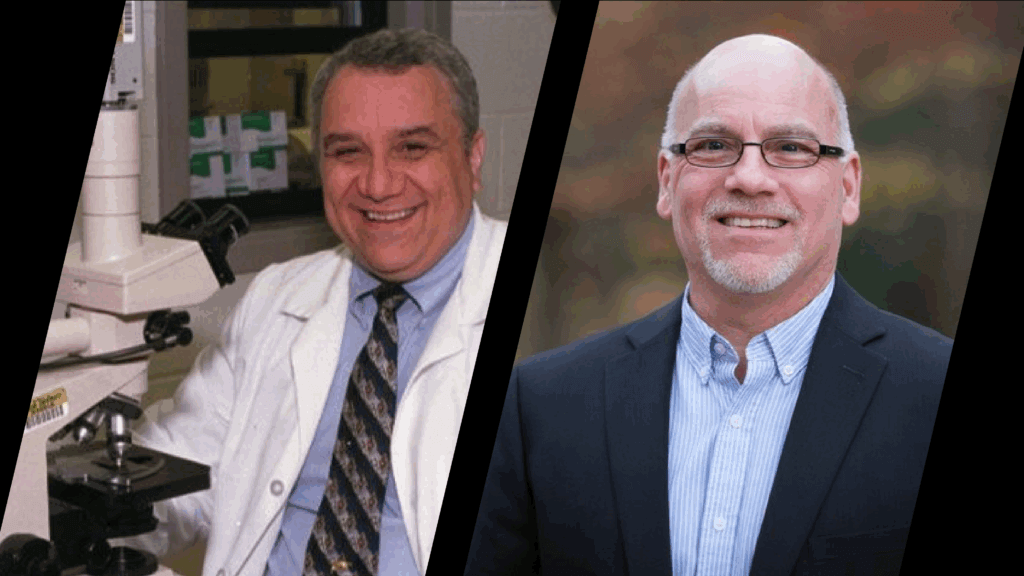 Dr. Dennis DeNicola (left) and Dr. Fred Metzger (Photo by Michael Houtz, Penn State College of Agricultural Science)(right)