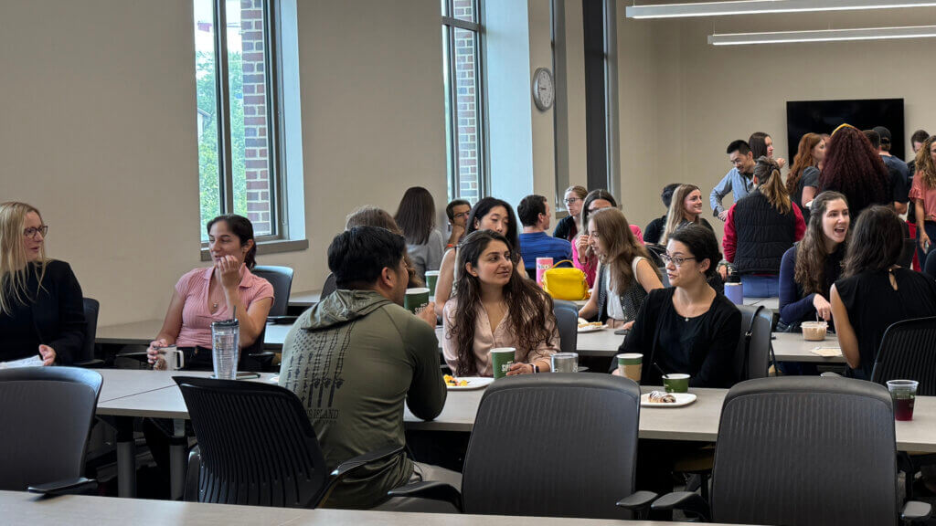 VCS Department personnel gathered to meet the new VCS residents at a welcome breakfast held in the Brunner Small Animal Hospital July 16 (Photo by Andres Herrera)