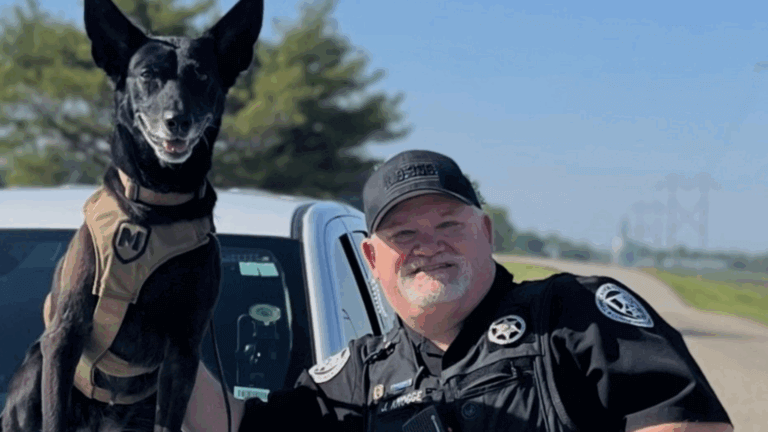 Luna with her partner, Officer Jim Knogge – a Surveillance K9 Handler for Tippecanoe County Community Corrections.