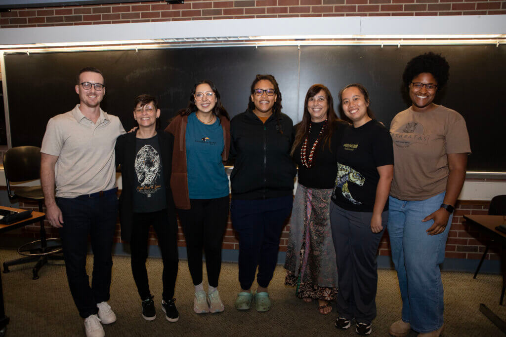 Dr. Yara Barros (third from right) with (left-right) Addison Sheldon, Dr. Andrea Santos, and veterinary students Laura Munoz, Azure Patterson, Joyce Jia and Tamea Smith, who all participated in the study abroad program at Iguaçu National Park.