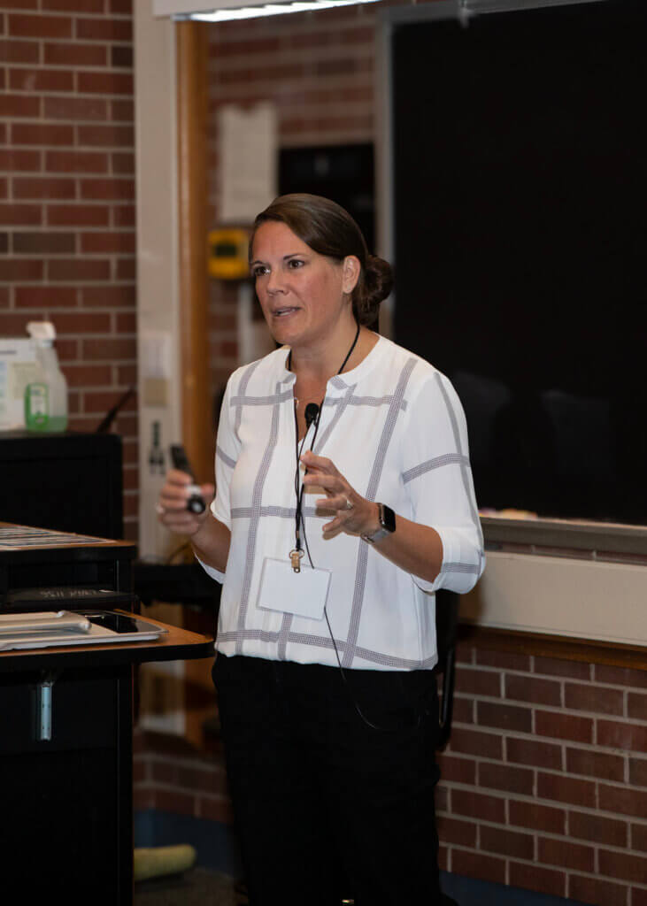 Dr. Olivia Petritz (PU DVM 2008), associate professor of zoological medicine at NC State, gives the opening presentation at Purdue Veterinary Medicine’s 2025 MOAAR Conference.