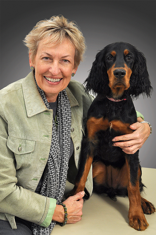 Featured speaker for the Human Animal Bond Lecture at the VMX Conference, Dr. Rebecca Johnson, with her dog, Callie.