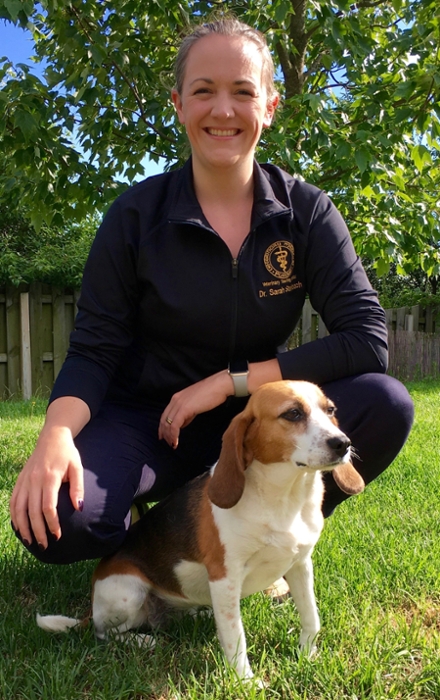 Dr. Sarah Steinbach with her Beagle named Erika