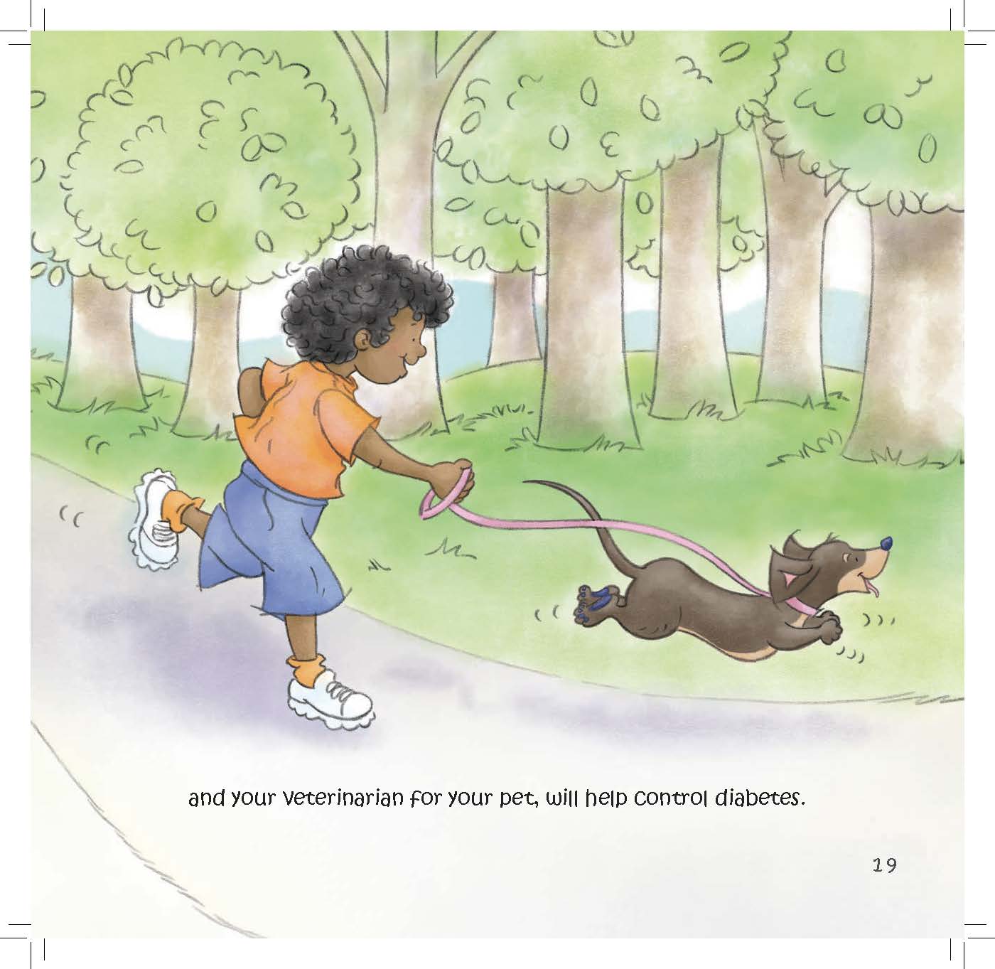 A girl jogs on a trail while her dachshund runs energetically beside her.
