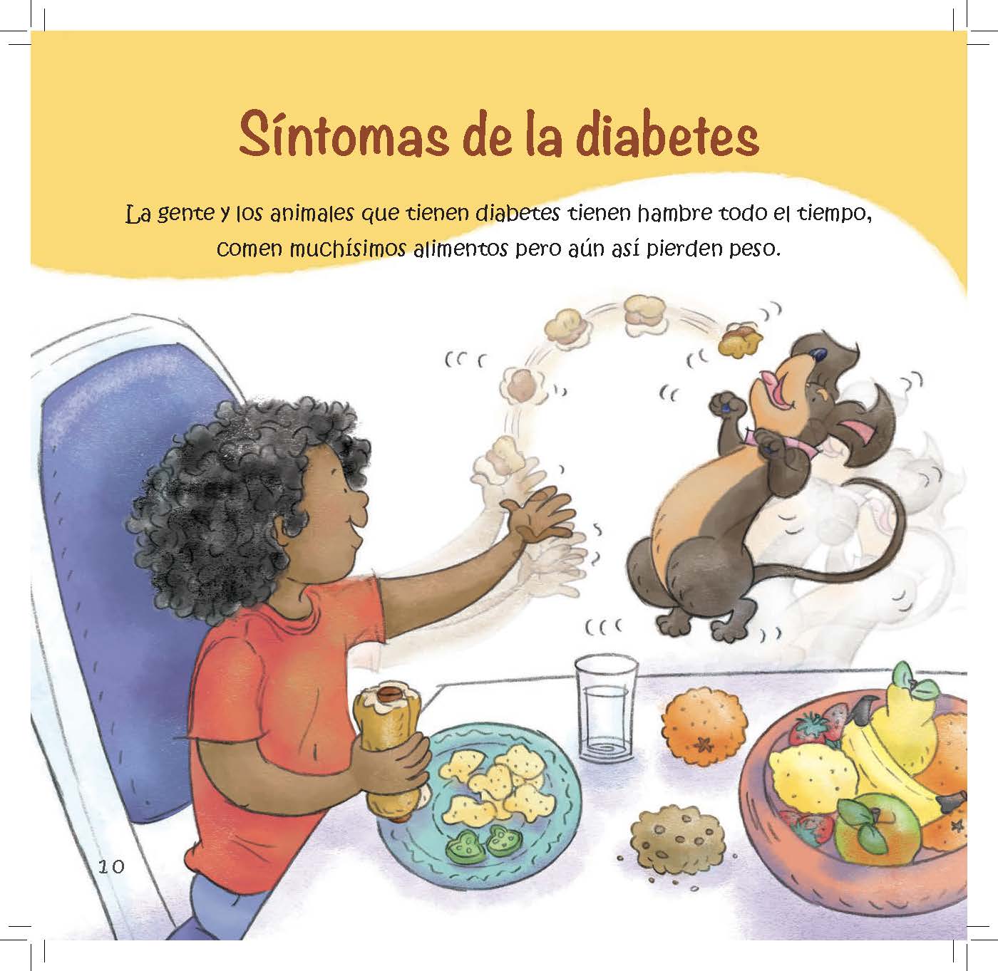 A dachshund eats eagerly at a table while the girl watches the dog still lose weight despite eating a lot.