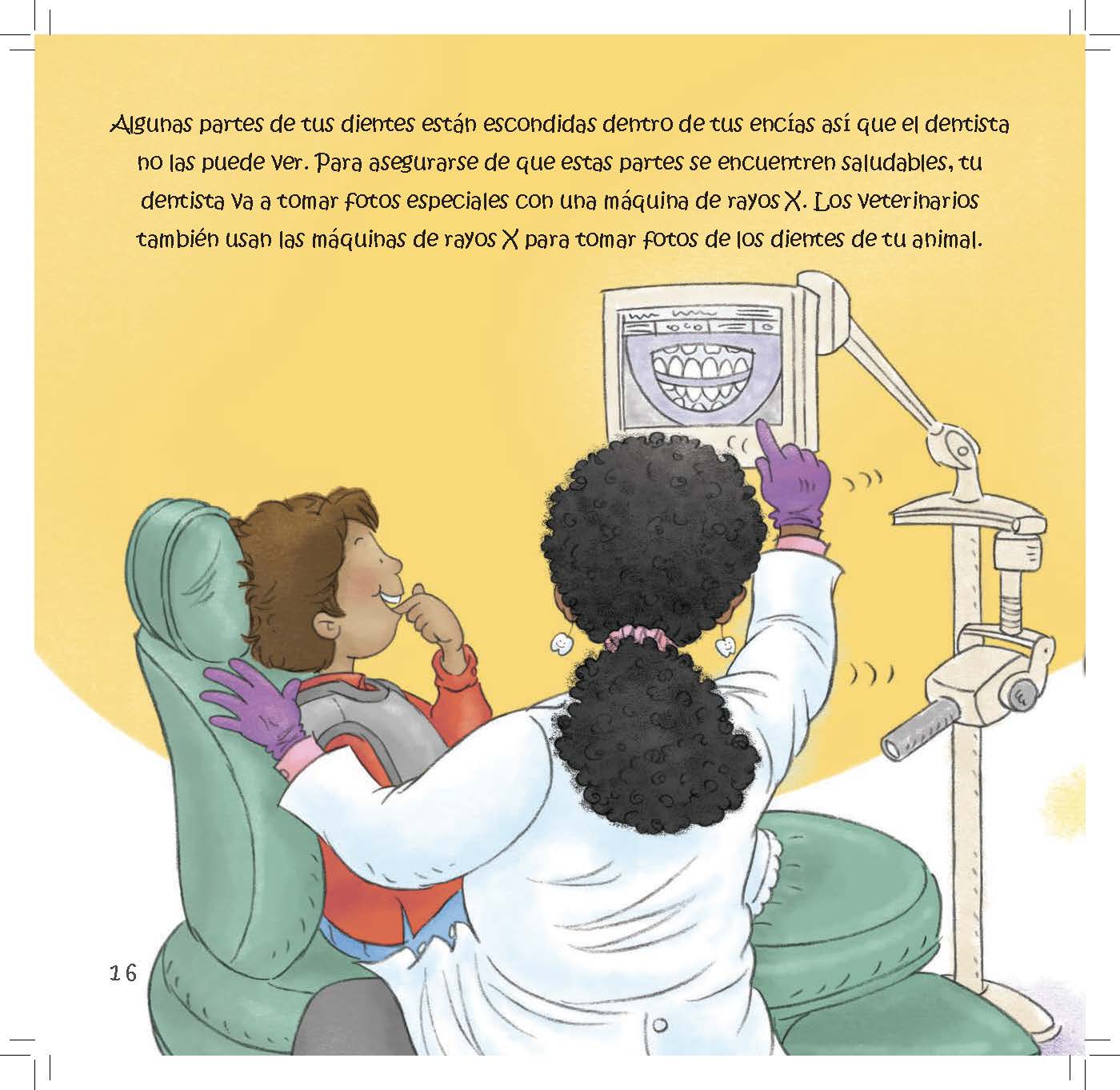 A dentist uses an X-ray machine to take pictures of hidden parts of a child’s teeth.