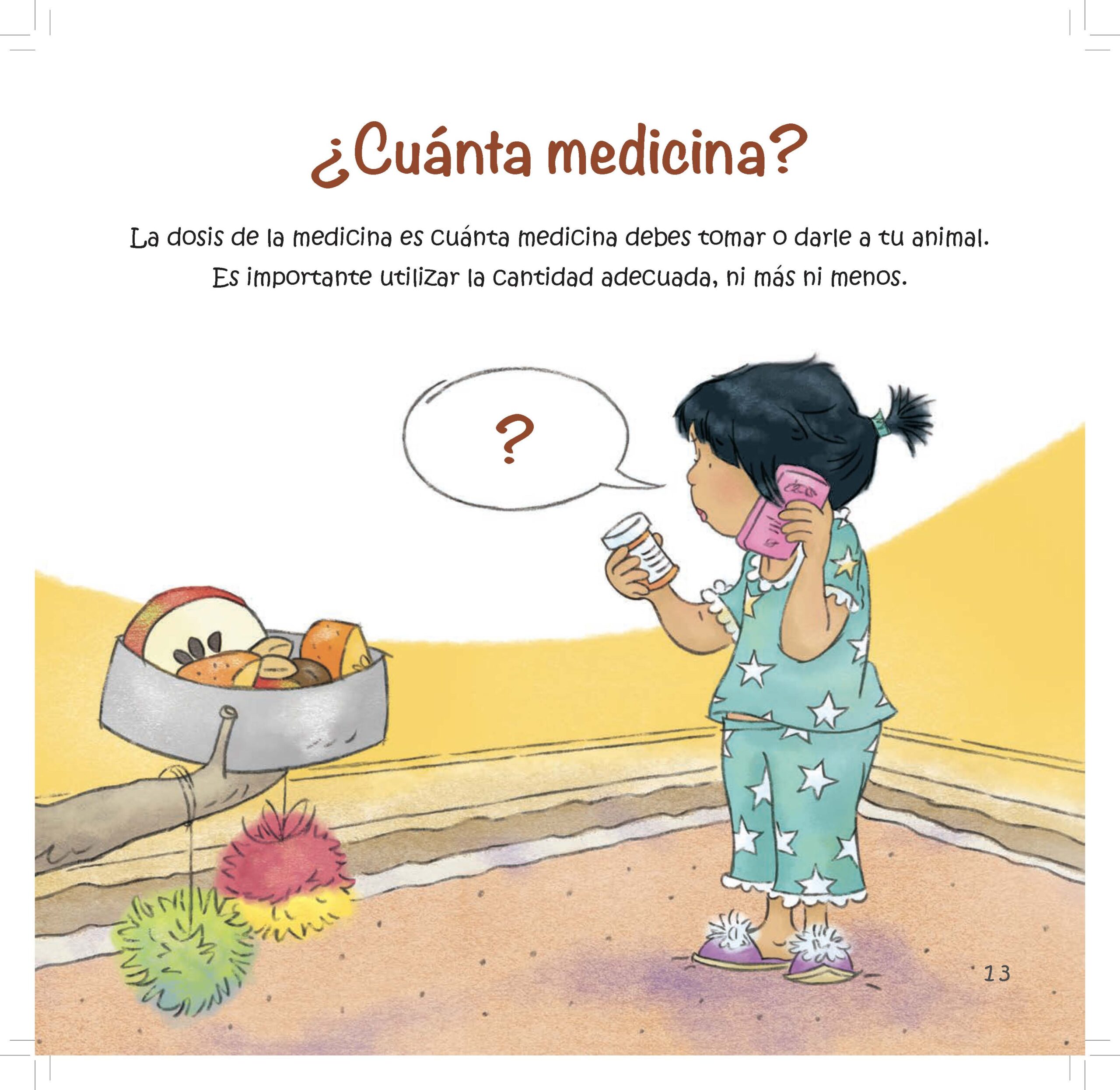 A girl holding medicine bottles looks uncertain as text explains that taking the correct dose is essential.